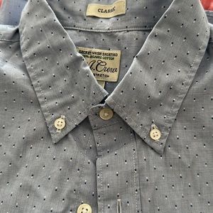 J. Crew Long-Sleeve Button Down - Classic Fit, S in Blue w/ Navy and White dots